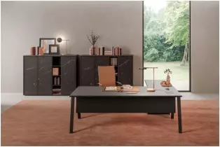 Bureau de direction en verre imprimé Noir VERONE