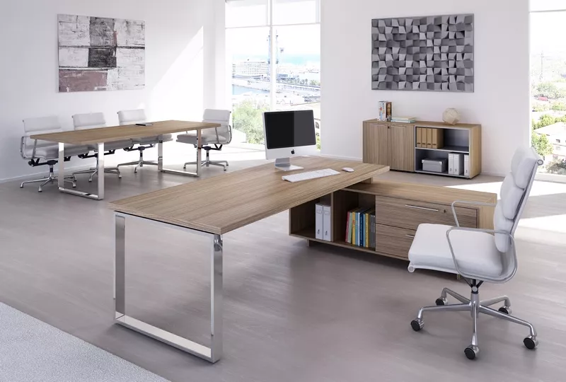 Bureau de Direction Flora sur Console - Pieds m&eacute;tal chrom&eacute;s