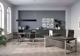 Bureau Talès avec retour sur caisson  pieds cadre