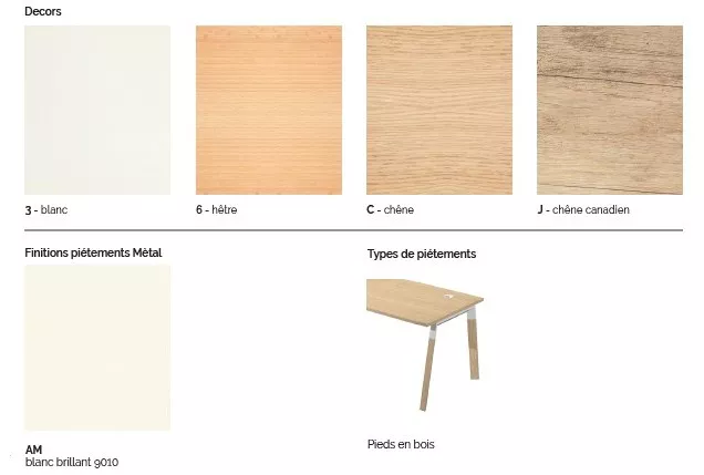 Bureau Design K-Wood 1 personne – Piétement Bois et Métal