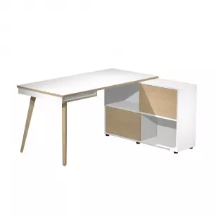Bureau Design Moderne Nature Wood avec Rangement Pro