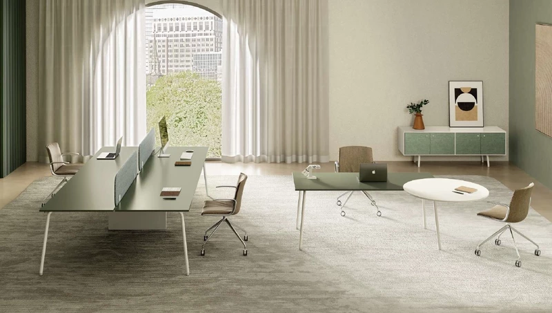 Bureau Design Vogue avec Extension Réunion – Postes Individuel et Collaboratif