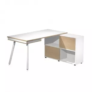 Bureau Design Moderne Nature Métal avec Rangement Pro