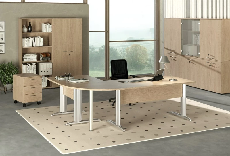 Bureau Droit Modulable EFFECT - Pieds Chromés, Fabrication Italienne & Livraison 3-4 Jours