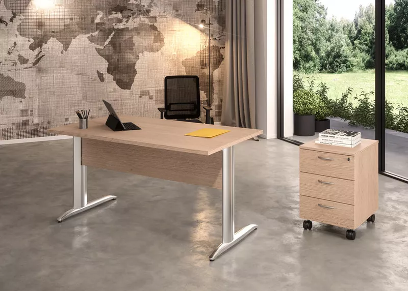 Bureau Droit Modulable EFFECT - Pieds Chromés, Fabrication Italienne & Livraison 3-4 Jours