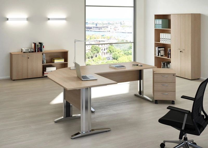 Bureau Droit Modulable EFFECT - Pieds Chromés, Fabrication Italienne & Livraison 3-4 Jours