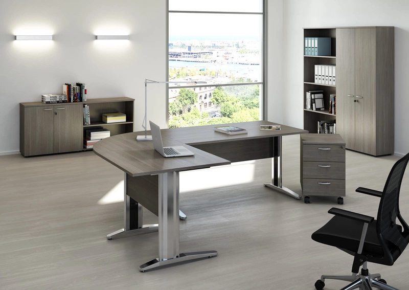 Bureau Droit Modulable EFFECT - Pieds Chromés, Fabrication Italienne & Livraison 3-4 Jours
