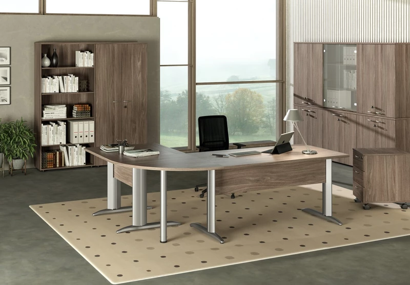 Bureau Droit Modulable EFFECT - Pieds Chromés, Fabrication Italienne & Livraison 3-4 Jours