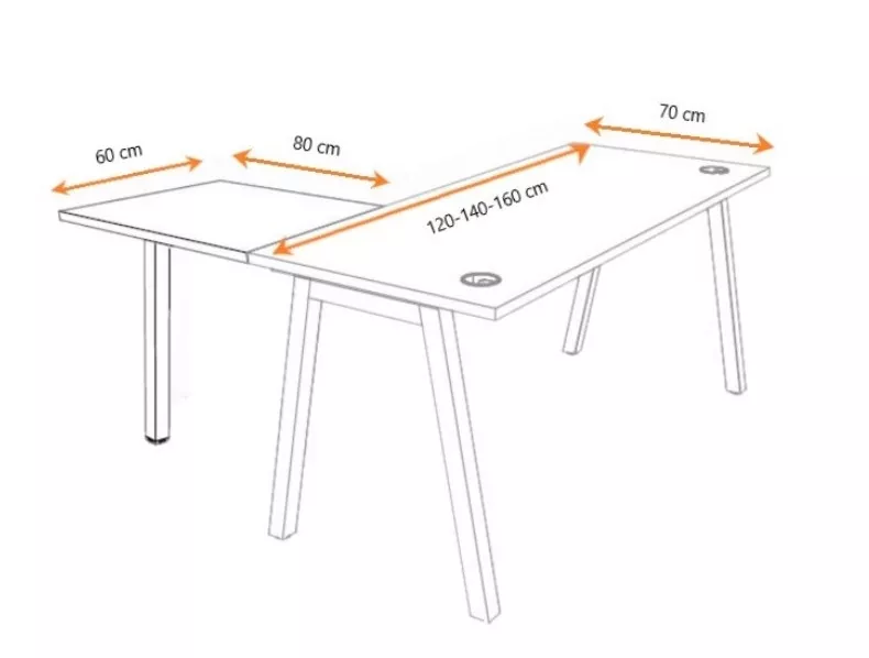 Bureau droit professionnel ATMOSPHERIC - Profondeur 70 cm - Fabrication Fran&ccedil;aise