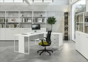 Bureau individuel avec retour sur caisson Edge