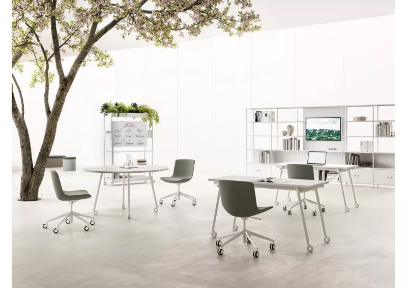 Bureau individuel Dys sur roulettes - Design modulable et fabrication italienne