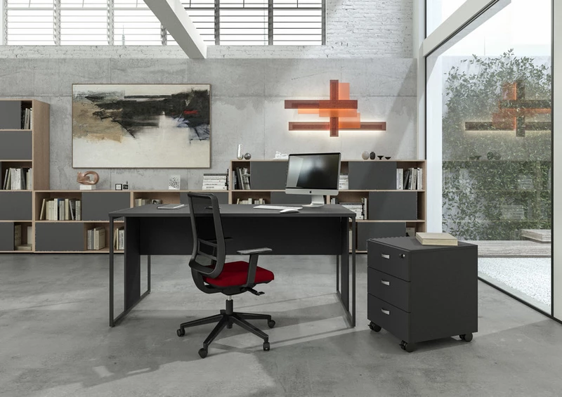 Bureau individuel Edge : design italien avec pied cadre en stock