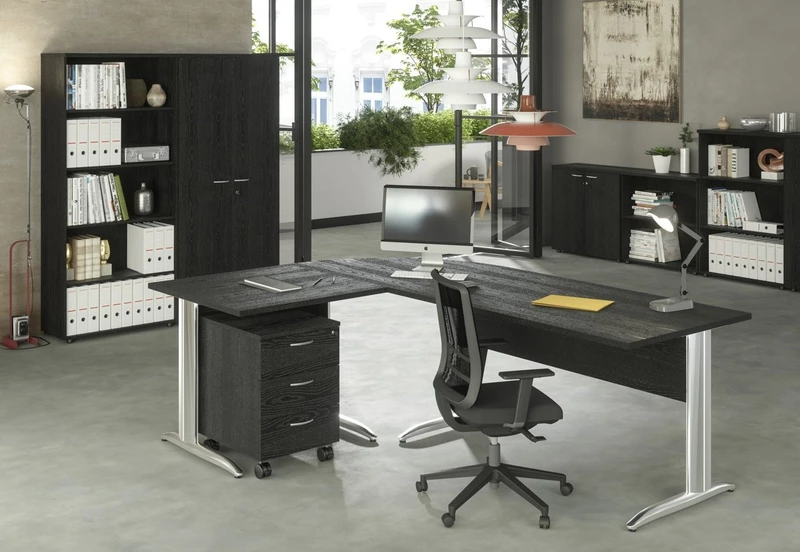 Bureau Individuel Modulable EFFECT - Pieds Chrom&eacute;s, Fabrication Italienne & Livraison 3-4 Jours