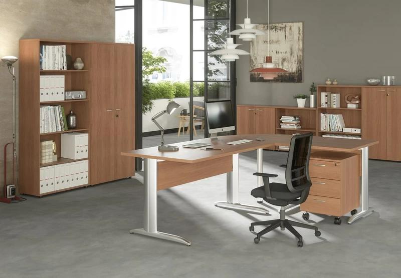 Bureau Individuel Modulable EFFECT - Pieds Chrom&eacute;s, Fabrication Italienne & Livraison 3-4 Jours