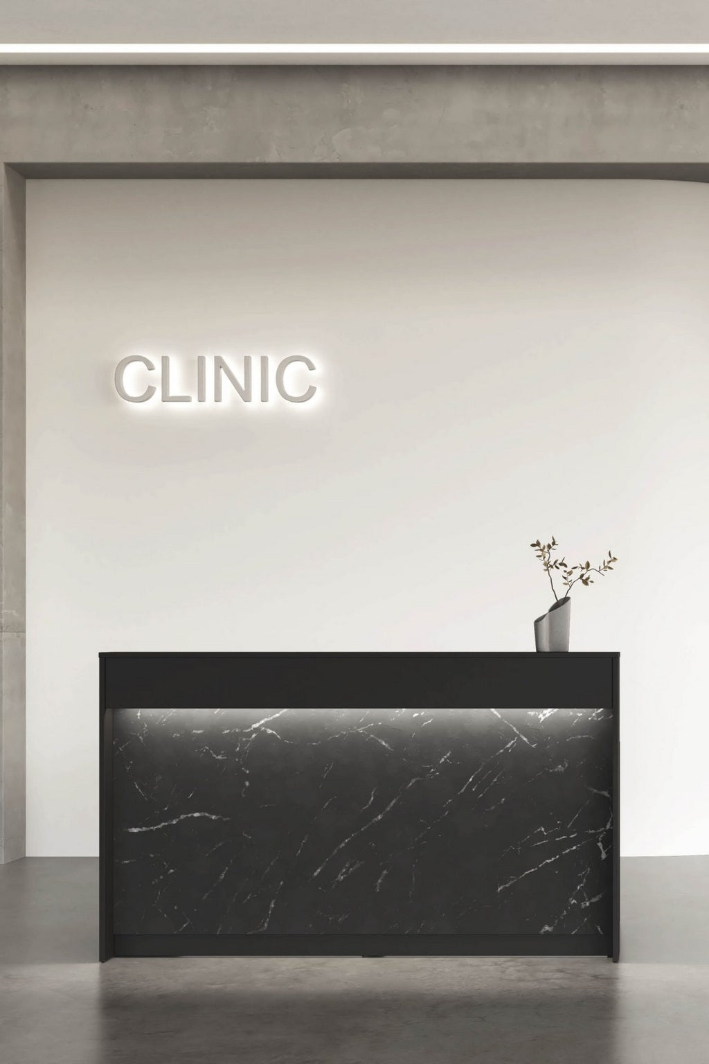 Banque d'Accueil Design Eira – Façade Effet Marbre