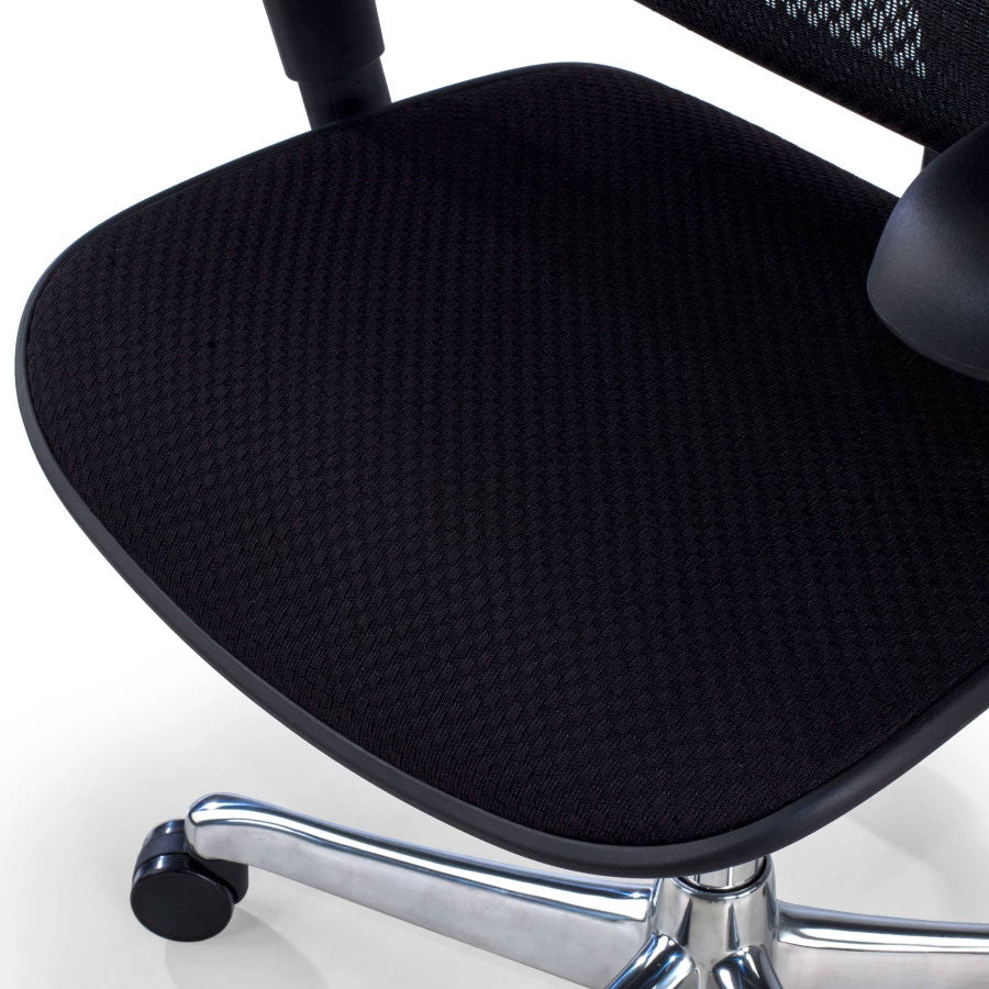 Gros plan sur le Fauteuil Ergonomique Monsieur Bureau Ultra - Performance 5D : tissu texturé, base métallique et roulettes - idéal pour une utilisation intensive avec des réglages avancés pour un confort maximal.