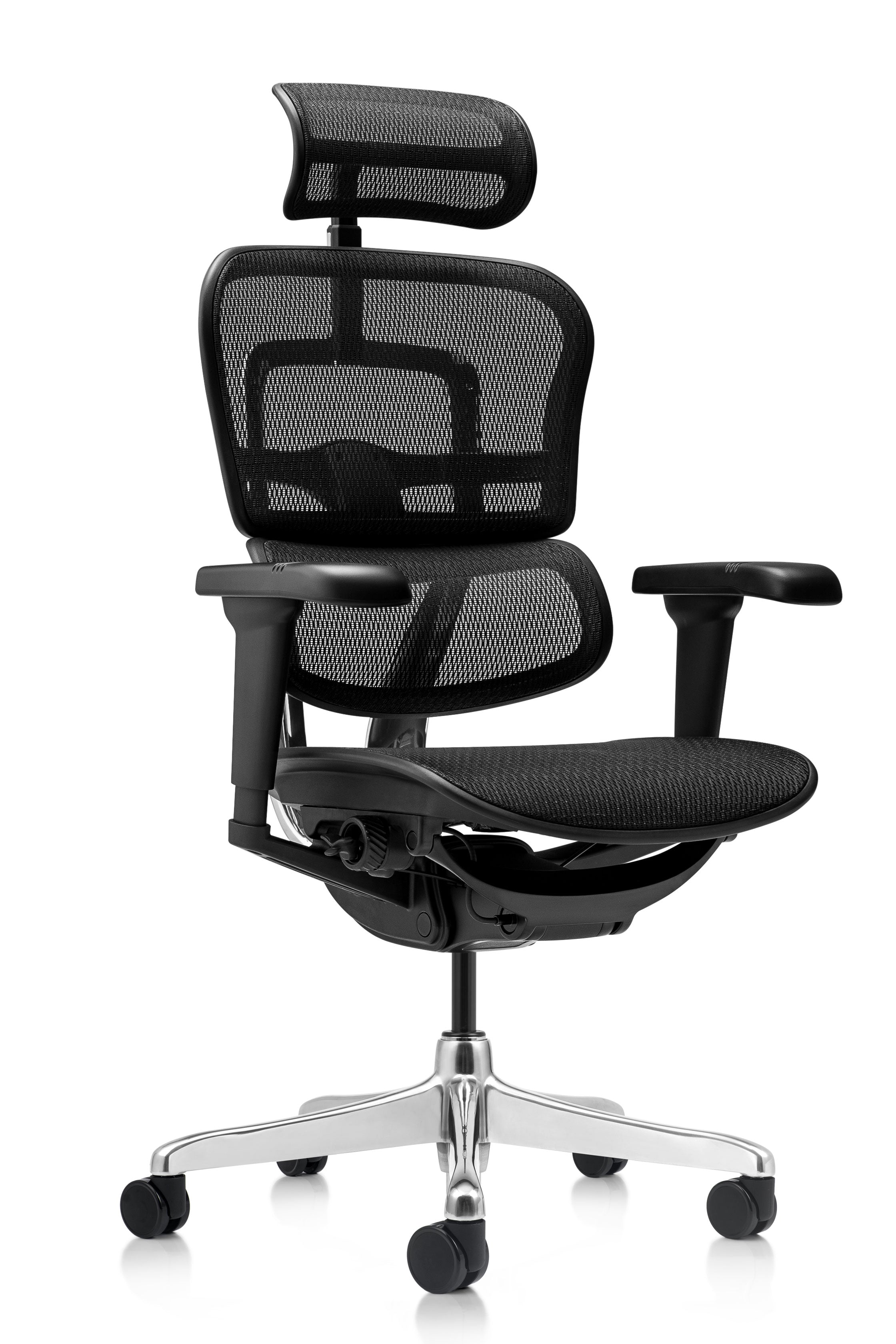 Le Fauteuil Ergonomique Ultra - Performance 5D de Monsieur Bureau offre un dossier maille noire, appuie-tête ajustable, accoudoirs et base à 5 roulettes ; idéal pour usage intensif grâce à ses réglages avancés.