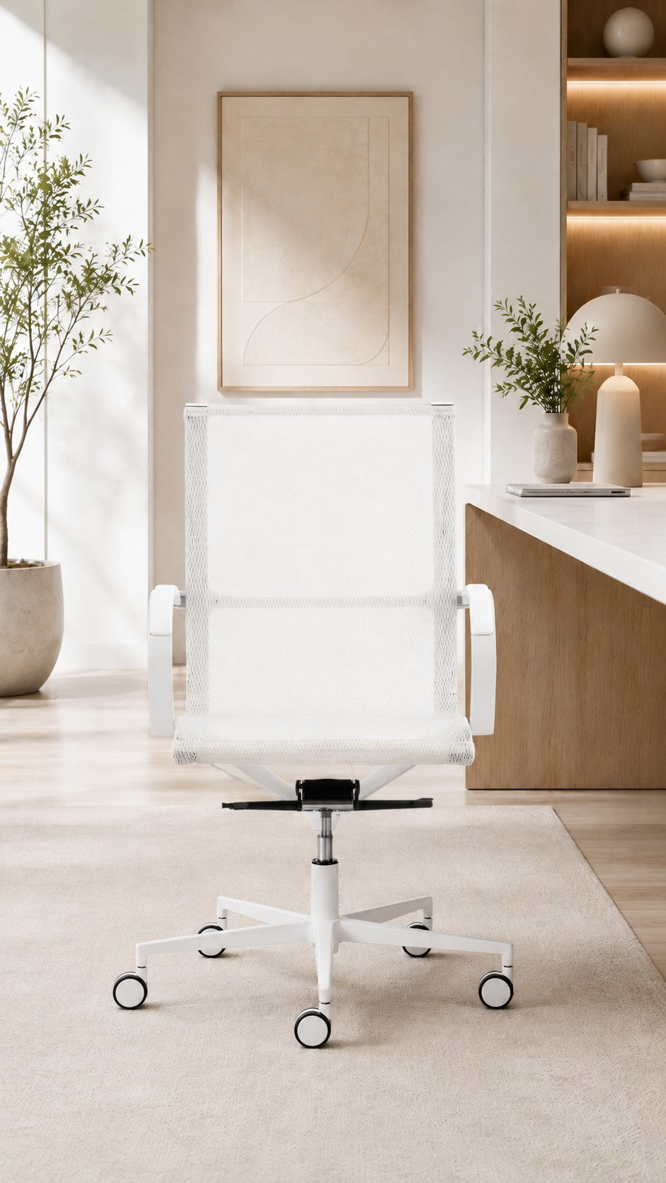 Fauteuil de direction EM202 Mesh White – Dossier moyen