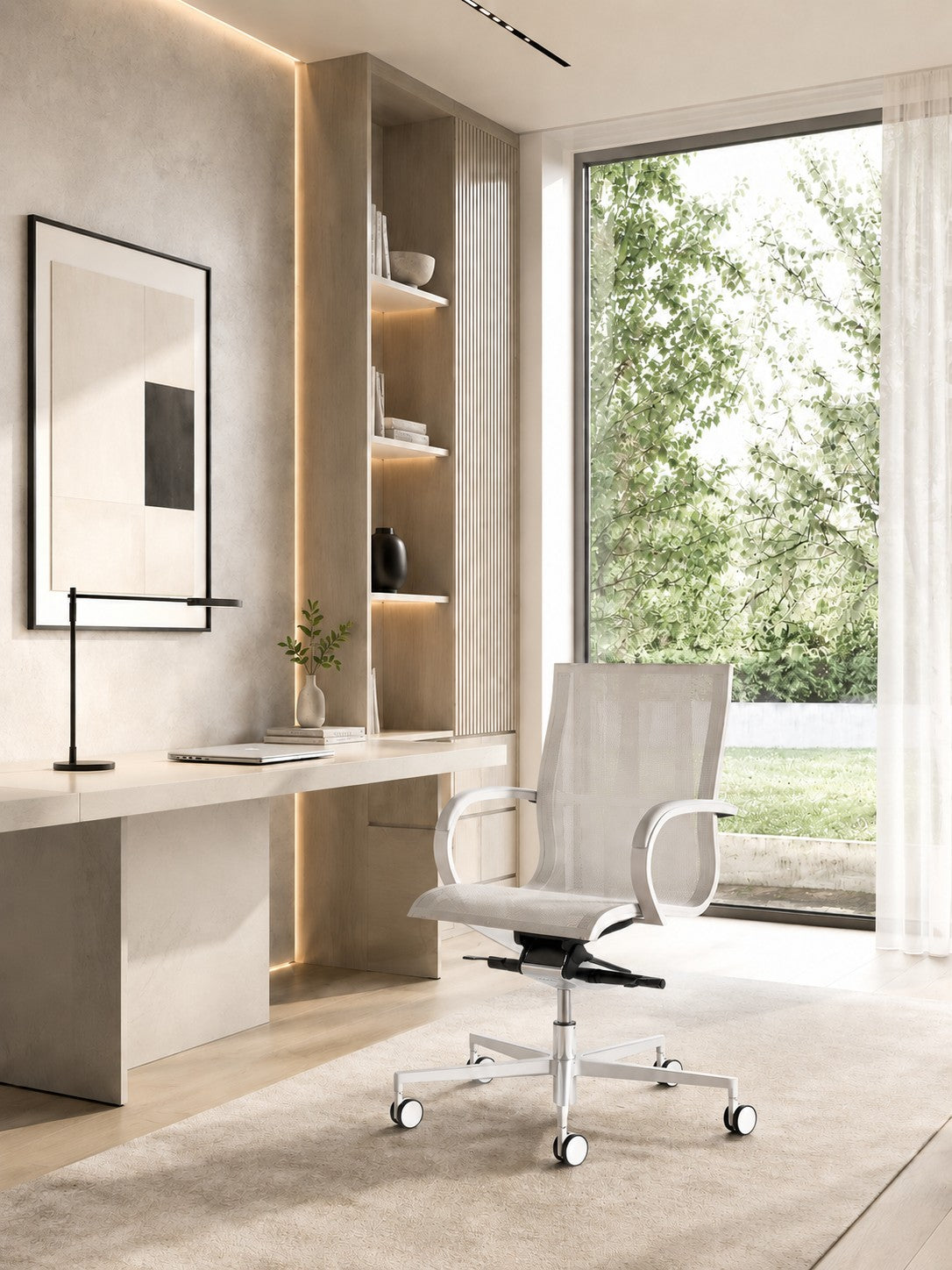 Fauteuil de direction EM202 Mesh White – Dossier moyen