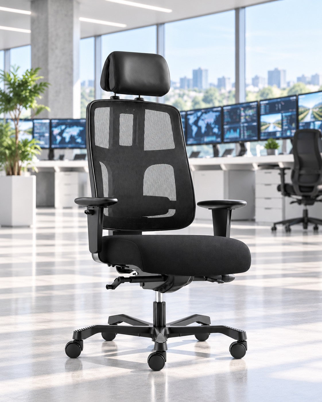 Fauteuil de bureau H24 Heavy avec dossier résille et assise tissu