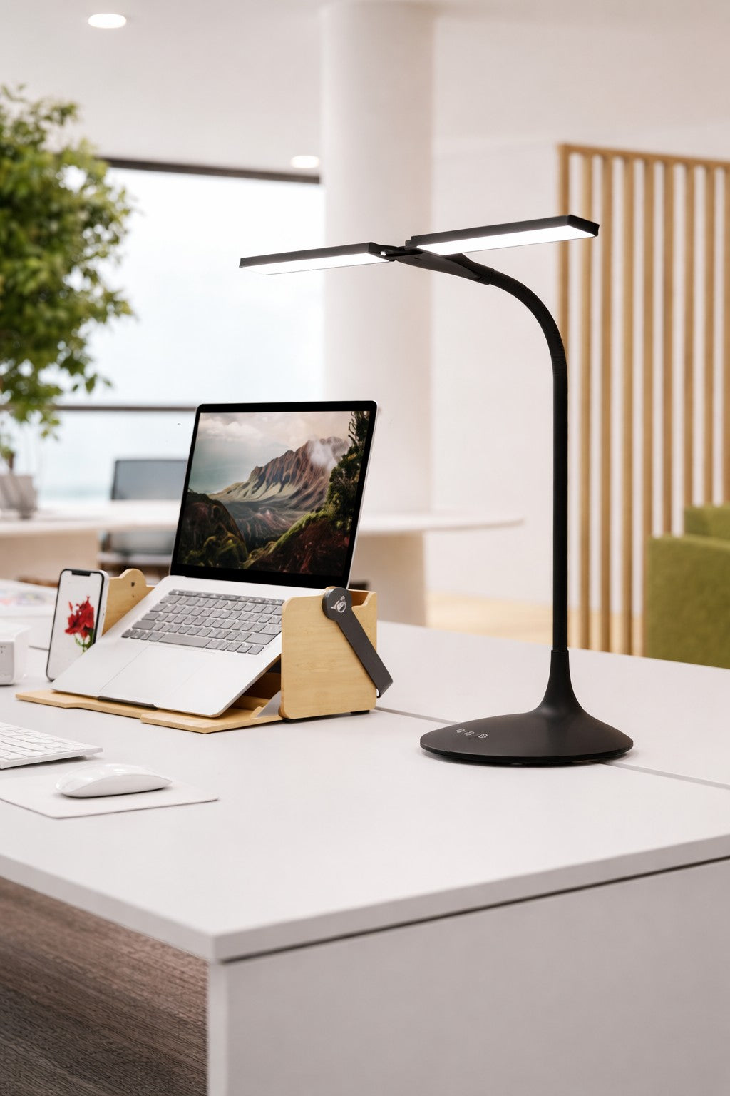 Lampe de bureau LED Iconic Twin double tête sans fil
