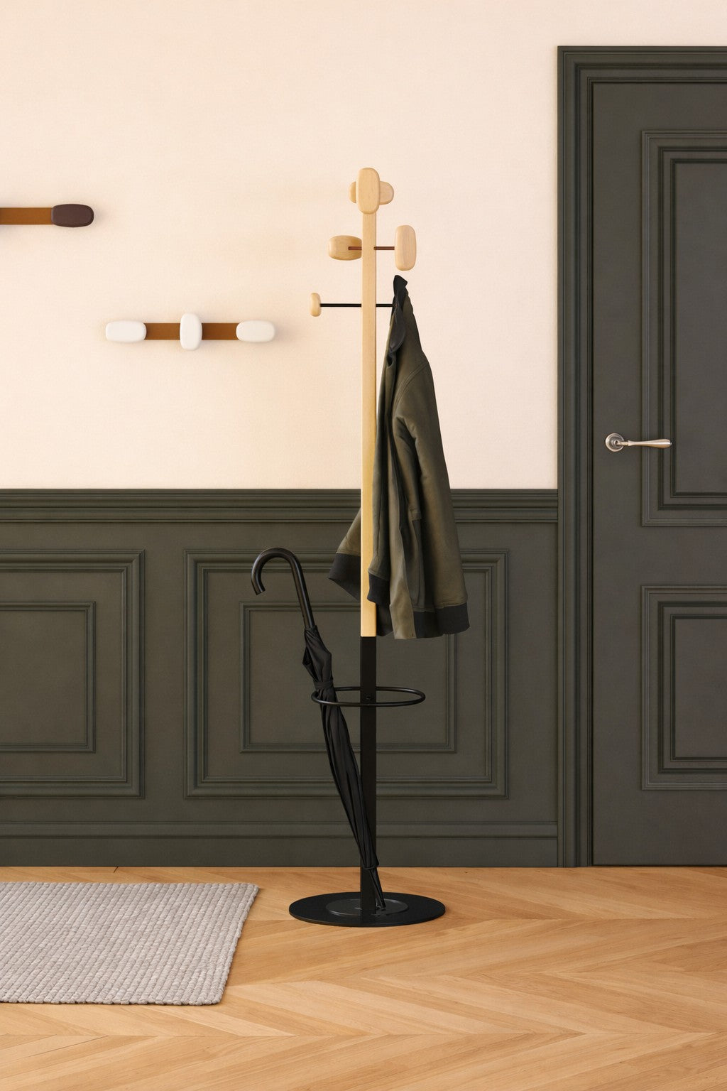 Portemanteau Forest 6 patères orientables porte-parapluie