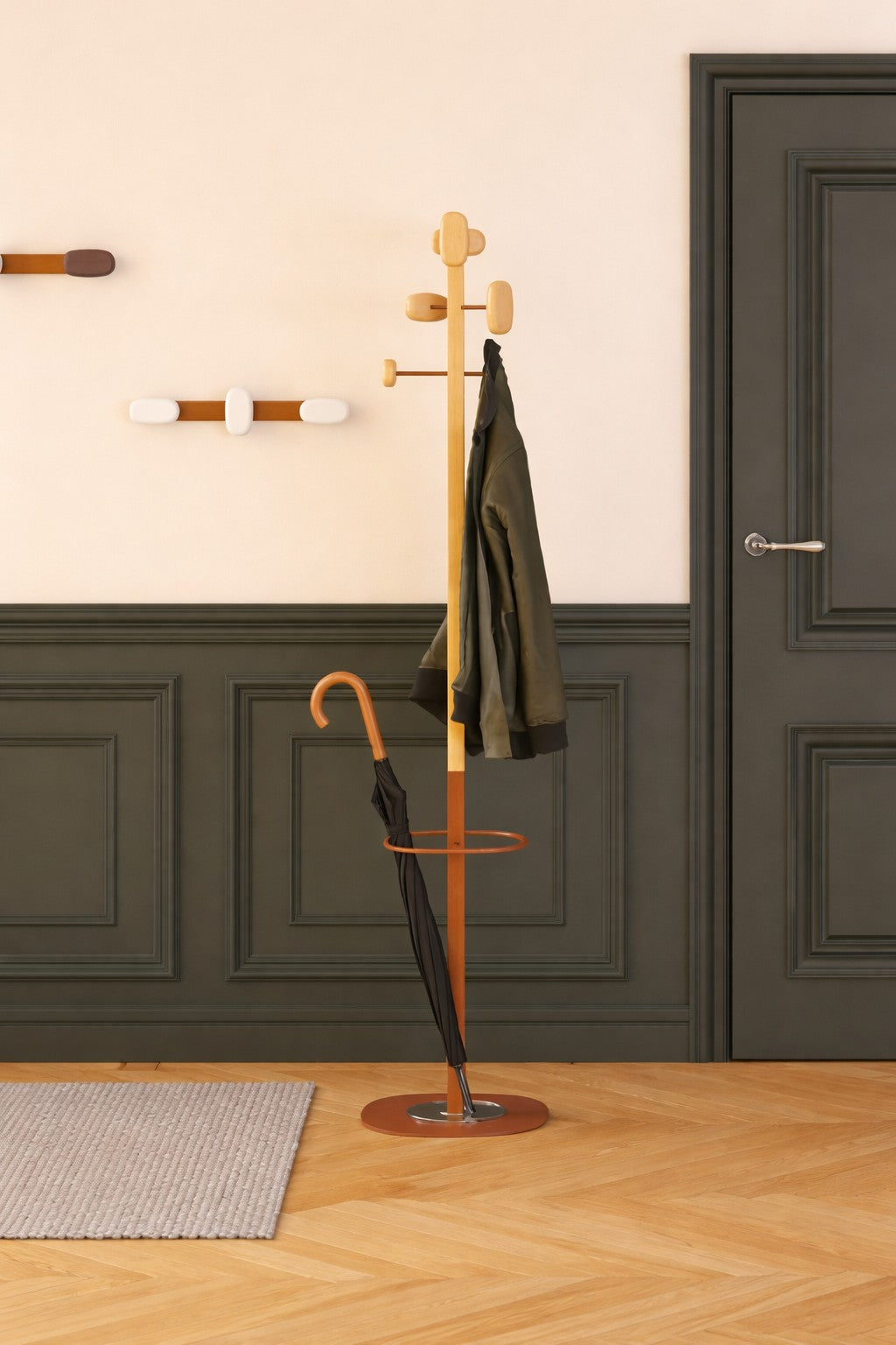 Portemanteau Forest 6 patères orientables porte-parapluie