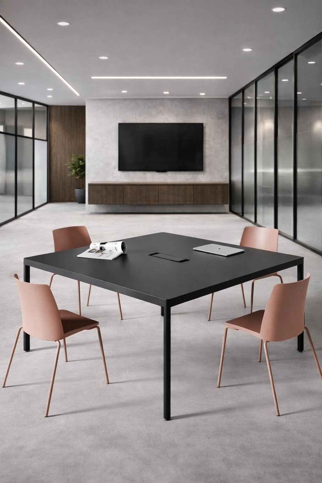 Table de réunion Black Design 120x120 cm & Top Access