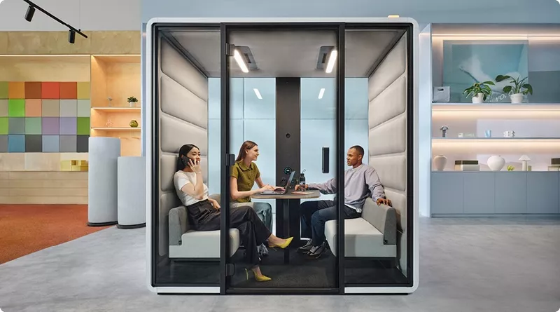 Cabine acoustique Hush Premium avec accès PMR - tissu non feu