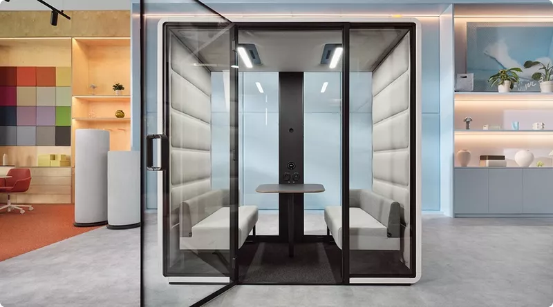 Cabine acoustique Hush Premium avec accès PMR - tissu non feu
