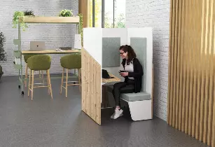 Cabine de confidentialité assise avec banc