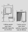 Cabine de confidentialité assise avec banc