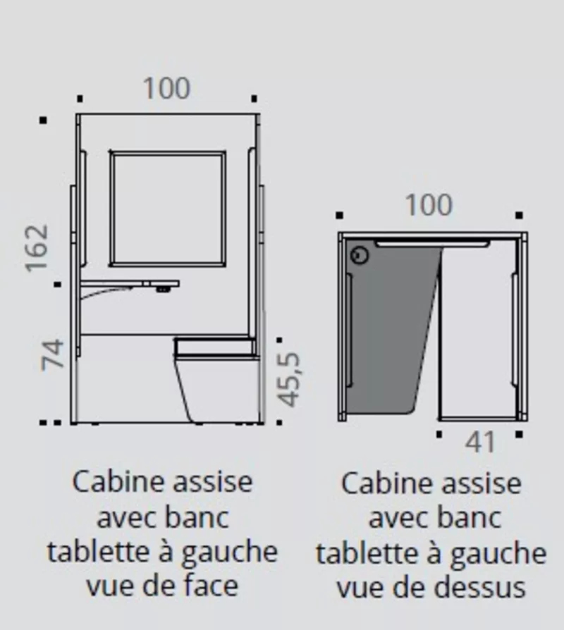 Cabine de confidentialité assise avec banc