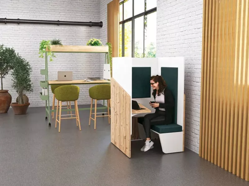Cabine de confidentialité assise avec banc