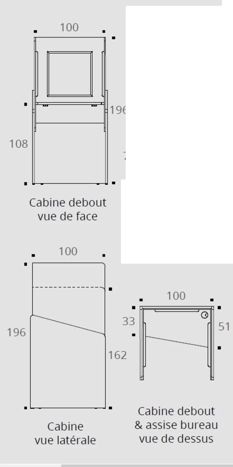 Cabine de confidentialité debout