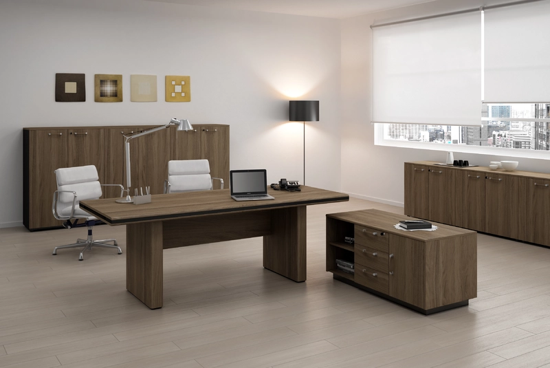 Armoire Basse de Bureau Bois Onix - Rangement Compact et Design