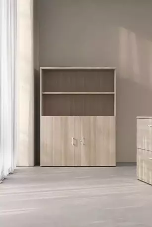 Armoire de bureau en bois - Gamme Tempo - 2 Portes et 2 Étagères