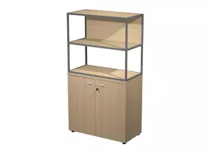 Armoire de Bureau Mi-Haute Design Edge - Rangement Bois et Métal (H165xL90cm)