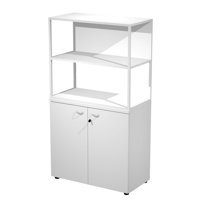 Armoire de Bureau Mi-Haute Design Edge - Rangement Bois et Métal (H165xL90cm)