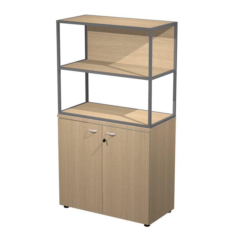 Armoire de Bureau Mi-Haute Design Edge - Rangement Bois et Métal (H165xL90cm)