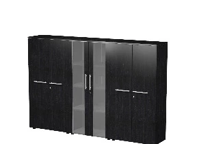 Armoire mi-haute Flora avec portes pleines et vitrées