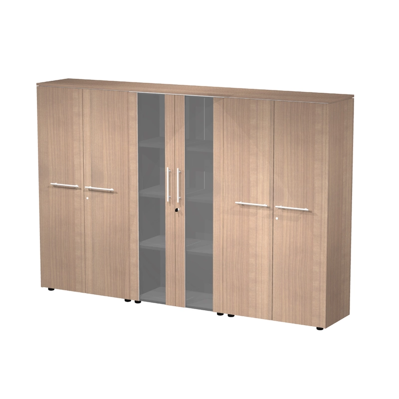 Armoire mi-haute Flora avec portes pleines et vitr&eacute;es &ndash; Rangement de Direction