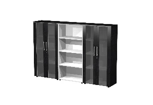 Armoire mi-haute Flora avec portes vitrées et bibliothèque