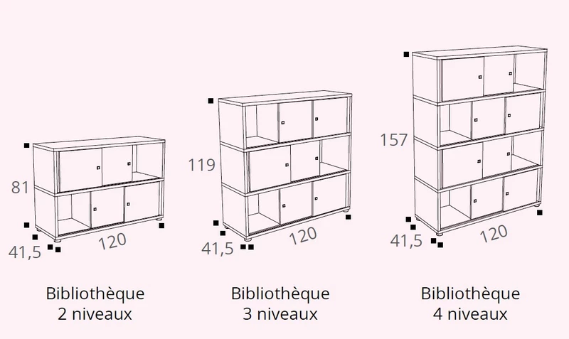 Bibliothèque avec portes coulissantes KUBIX