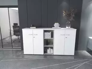 Composition de Rangement Modulaire ASTRAL - 2 Armoires & 1 Colonne Étagères