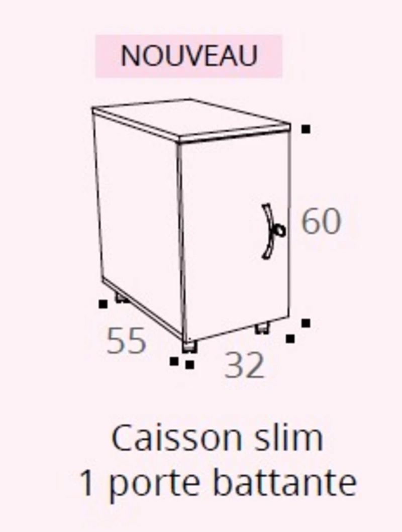 Caisson Mobile Slim  Oslo avec porte battante