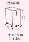 Caisson mobile Slim Oslo avec tiroirs