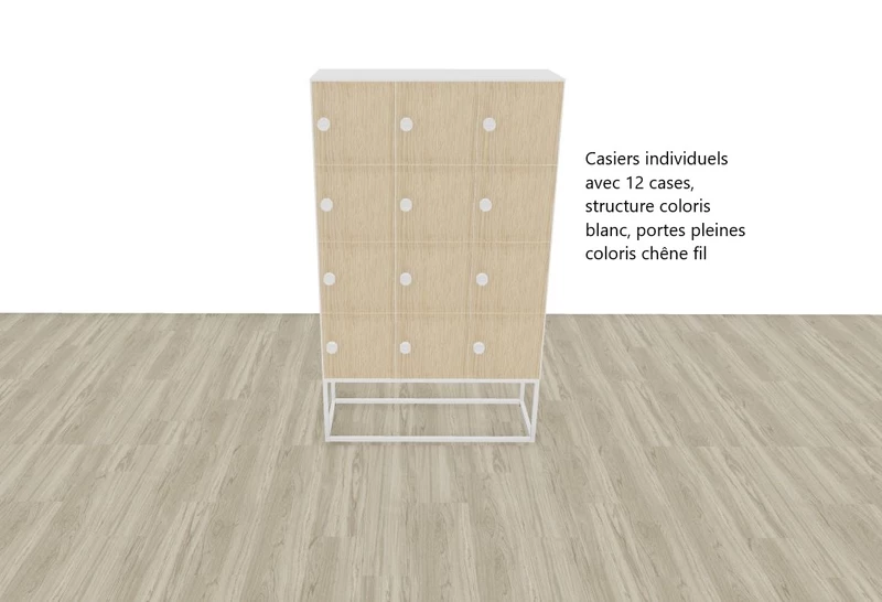 Casiers individuels bois Astral sur socle m&eacute;tal - Multi-cases - Serrure mode priv&eacute;