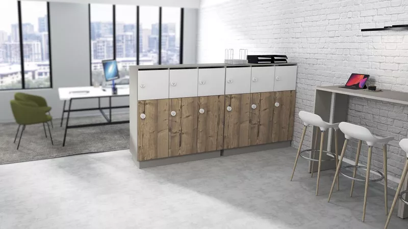 Vestiaire de bureau individuel en bois - 3 colonnes - Serrure mode priv&eacute;