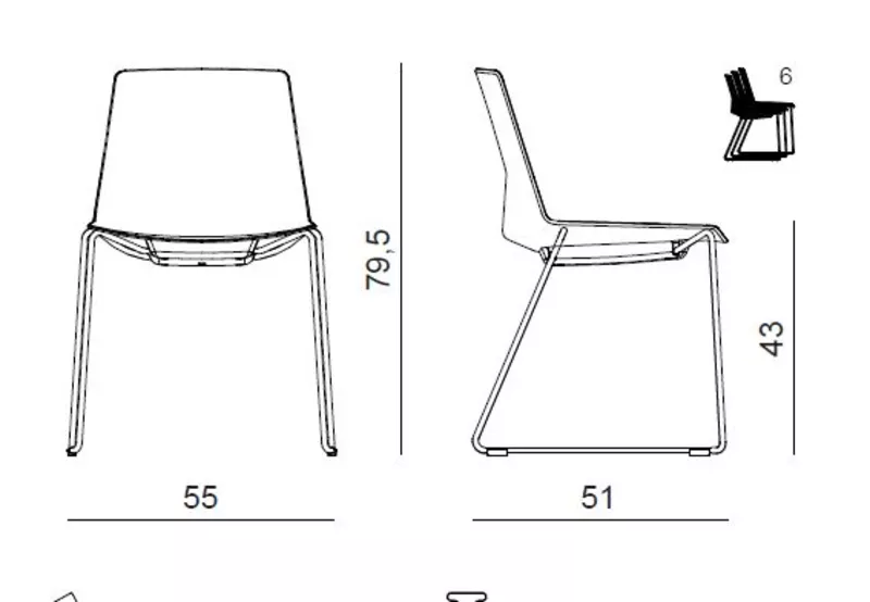 Chaise CLEM coque+tissu  pieds Luge 